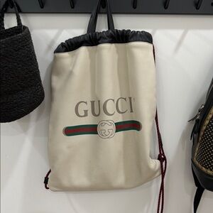 Gucci Cream Drawstring Backpack